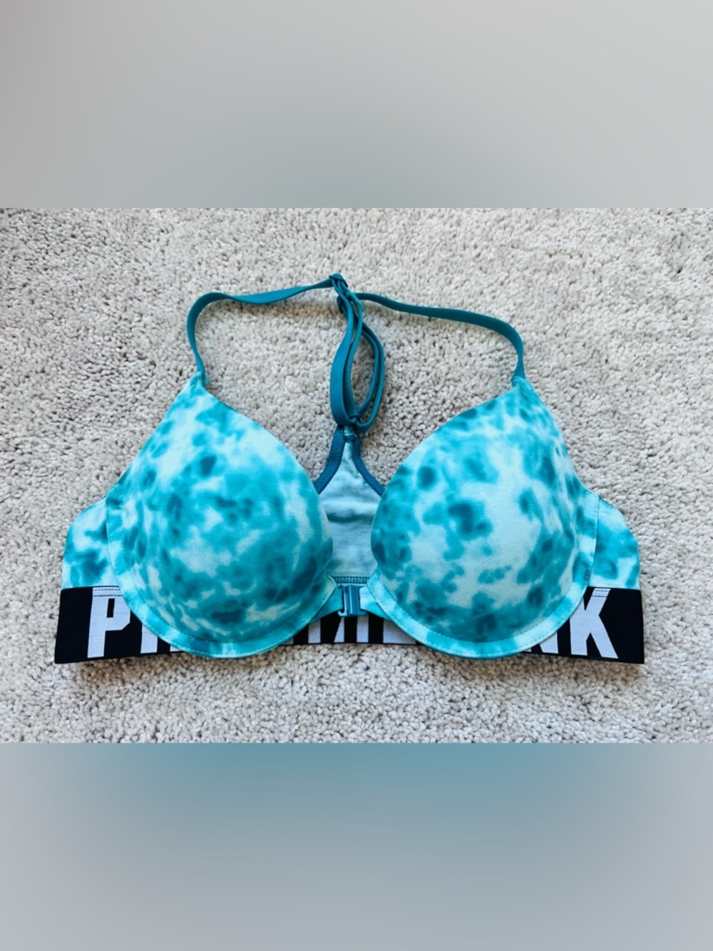 Victoria's Secret Teal Tie-Dye Push-Up Bra with Striped Band 34B